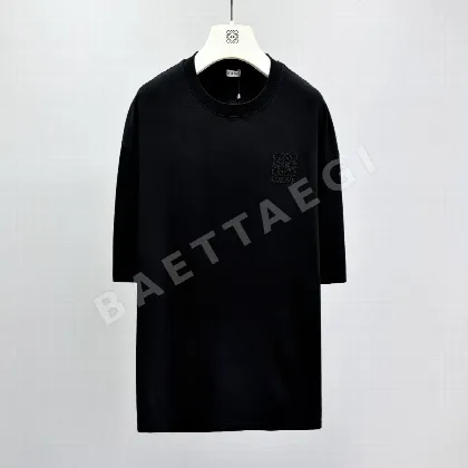 로에베 자수 오버핏 코튼 반팔 티셔츠