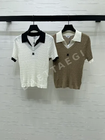 샤넬 케이블 니트 반팔 여성 탑 103693