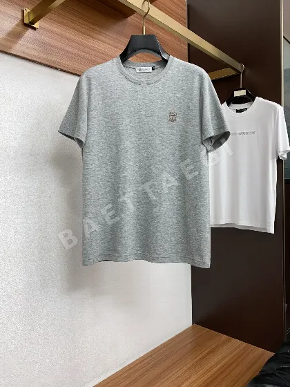 브루넬로쿠치넬리 남성 아이스 실크 코튼 반팔 티셔츠 47955
