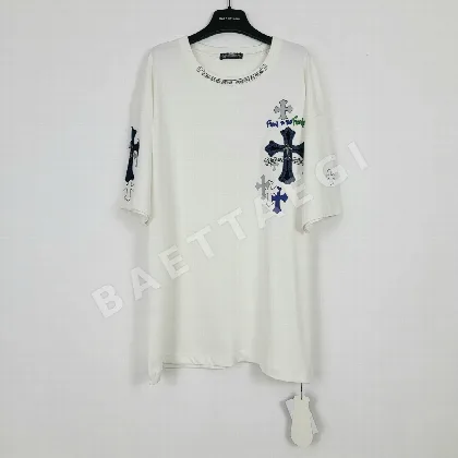 크롬하츠 크로스 자수 데님 남성 반팔 티셔츠 158782