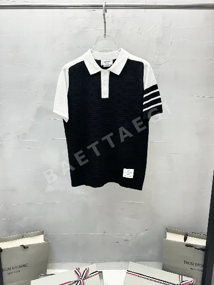 톰브라운 카라 스트라이프 반팔 니트 티셔츠 50226