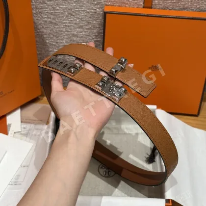 에르메스 코리에 드 시앙 32mm 앱송 가죽 벨트 176387