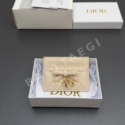 디올 램스킨 카나쥬 리본 카드 지갑 S2604