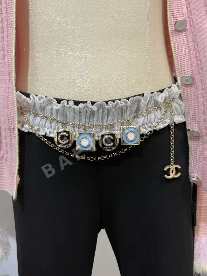 샤넬 더블 C 태슬 에나멜 체인 목걸이 153480