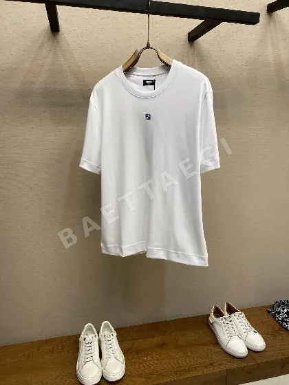 펜디 FF 로고 자수 크루넥 반팔 니트 티셔츠 1856
