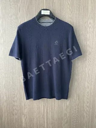 브루넬로쿠치넬리 투톤 카라 크루넥 니트 반팔 197693