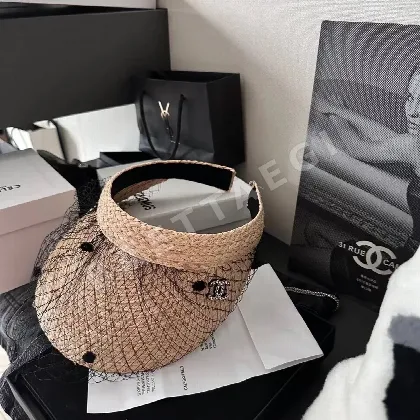 샤넬 메시 라피아 바이저 모자 82174