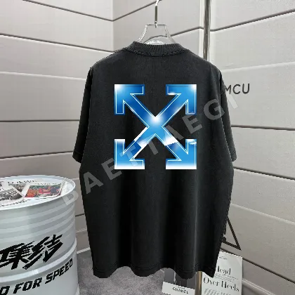 오프화이트 워시드 크루넥 남성 반팔 티셔츠 87085