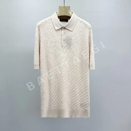 로로피아나 프린트 코튼 카라 반팔 폴로셔츠 41390