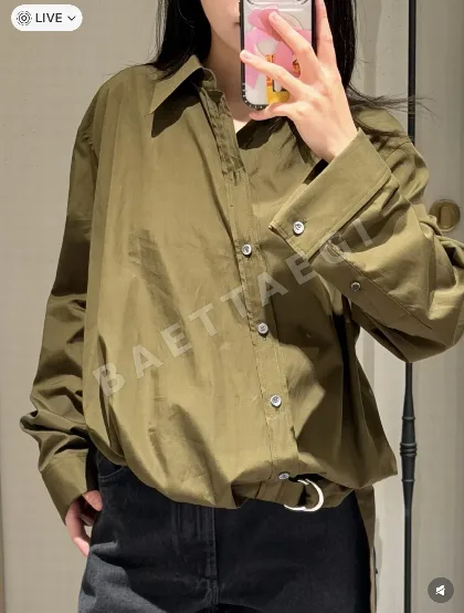 로에베 비대칭 사이드 벨트 여성 셔츠 96555