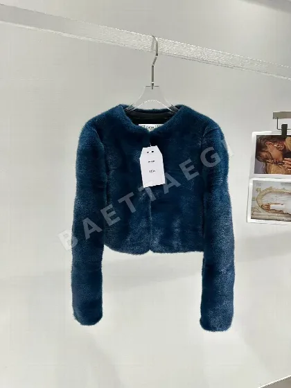 디올 공작청색 벨벳 밍크 여성 자켓 206099
