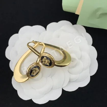 베르사체 검은색 유화 인체 머리형 귀걸이 63370