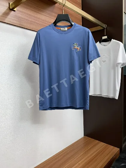 에르메스 남성 100수 코튼 반팔 티셔츠 156543