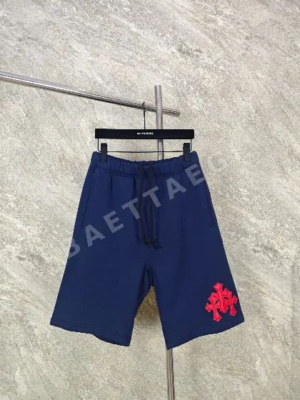 크롬하츠 꽃무늬 네이비 블루 램스킨 은장 반바지 139214