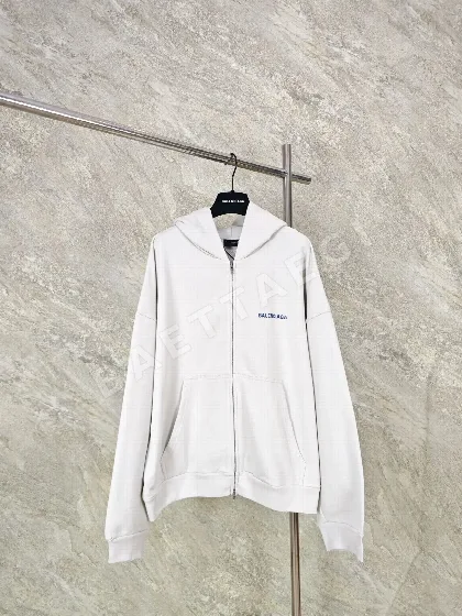 발렌시아가 남성 블루 자수 지퍼업 후드 자켓 157547