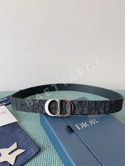 디올 오블리크 캔버스 송아지가죽 벨트 59854