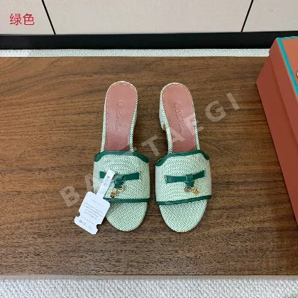 로로피아나 컬러 블록 미드힐 뮬 샌들 147242