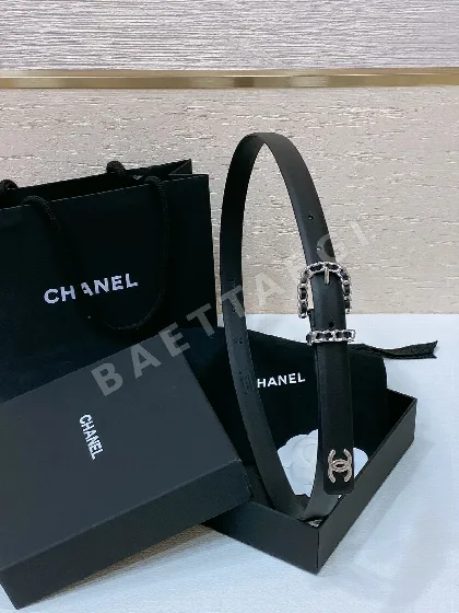 샤넬 CC 카프스킨 체인 로고 벨트 58455