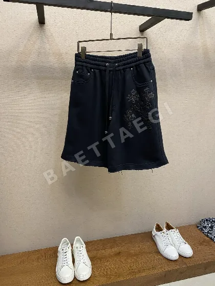 크롬하츠 악어가죽 크로스 패치워크 자수 코튼 남성 반바지 53327