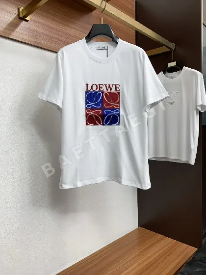 로에베 로고 크루넥 코튼 반팔 티셔츠 48448