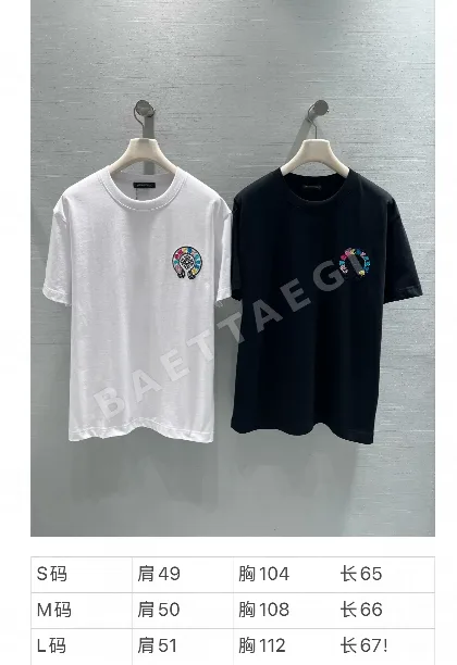 크롬하츠 컬러풀 배지 자수 여성 반팔 티셔츠 53137