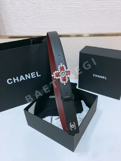 샤넬 송아지가죽 CC 버클 벨트 58448