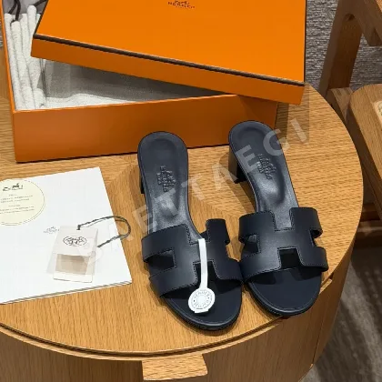 에르메스 오아시스 샌들 네이비블루 평직 하이힐 164682