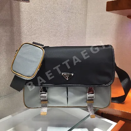 프라다 나일론 사피아노 트림 플랩 숄더백 66409