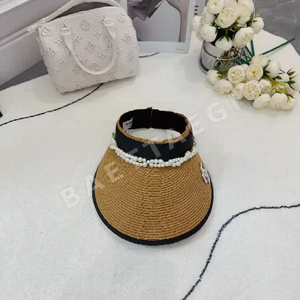 샤넬 진주 장식 자외선 차단 모자 82140