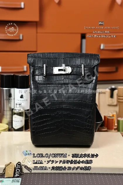 에르메스 해수 악어 무늬 백팩 123543