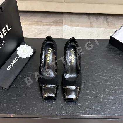 샤넬 더블 C 스퀘어토 컬러블록 하이힐 98645
