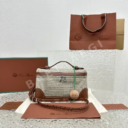 로로피아나 캔버스 레더 패치워크 숄더백 128945