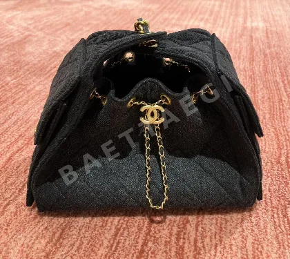 샤넬 데님 블랙 미니백 136258
