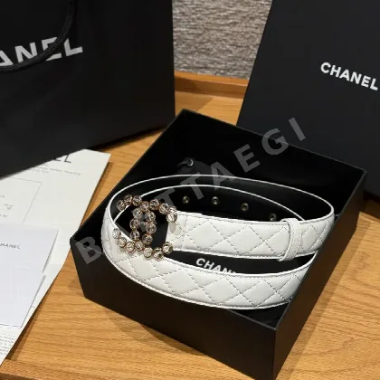 샤넬 더블 C 메탈 로고 램스킨 벨트 173915