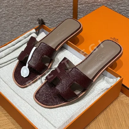 에르메스 오란 샌들 Saddle Red 도마뱀가죽 H 컷아웃 189168