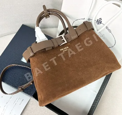 프라다 버클 스웨이드 가죽 핸드백 1BA434