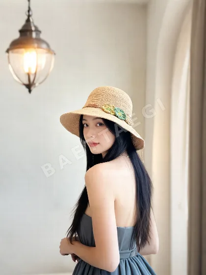 미우미우 라피아 플라워 장식 챙넓은 모자 80755