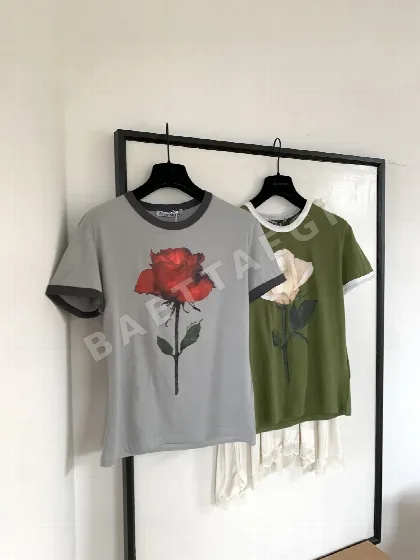 아크네스튜디오 컬러블록 플라워 반팔 티셔츠