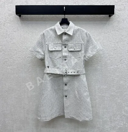 디올 자카드 데님 반소매 원피스 52003
