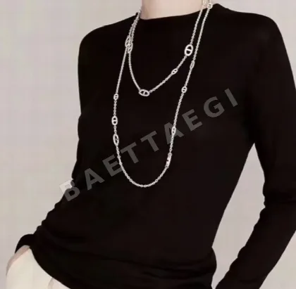 에르메스 돼지코 스털링 실버 목걸이 69896