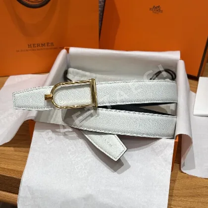 에르메스 아치형 팔라듐 버클 양면 가죽 벨트 175520