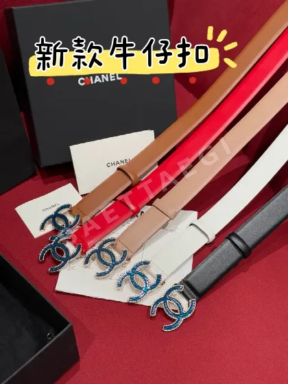 샤넬 더블 C 데님 버클 가죽 벨트 173855
