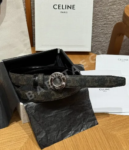 셀린느 DISC 골드 버클 리버시블 가죽 벨트 174729