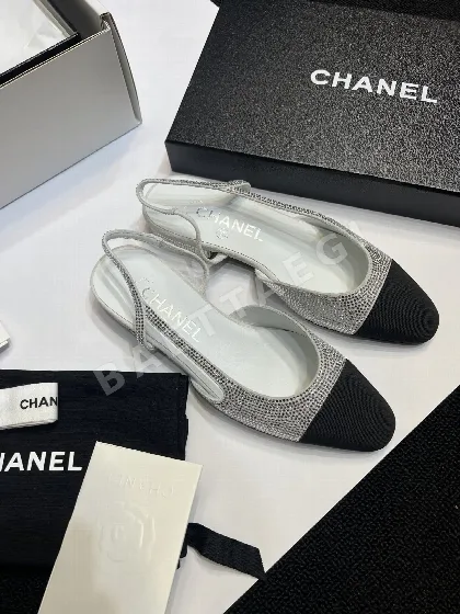 샤넬 크리스탈 큐빅 장식 새틴 슬링백 신발 94754