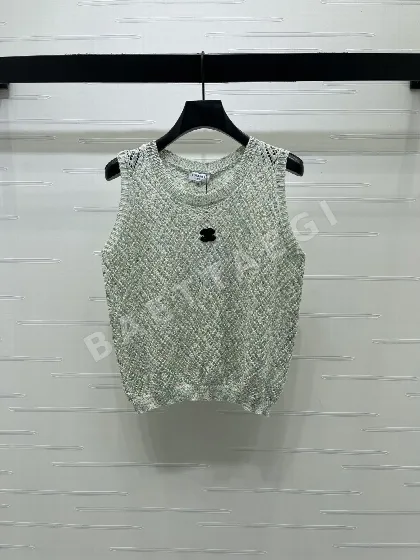 샤넬 그라데이션 다이아몬드 패턴 반팔 니트 티셔츠 103769