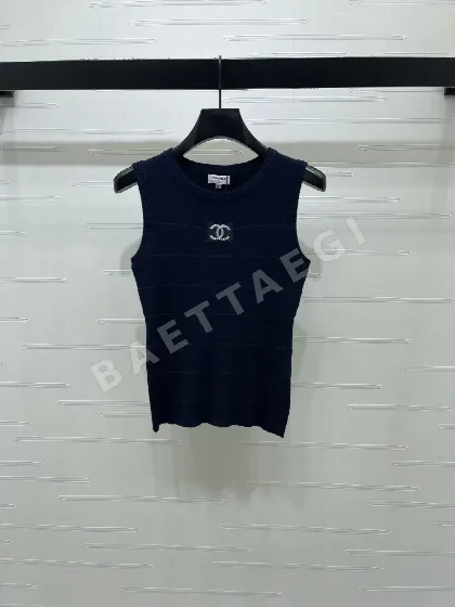 샤넬 여성 울 니트 반팔 티셔츠 103664