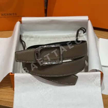 에르메스 조키 도금 메탈 버클 앱송 가죽 벨트 175525