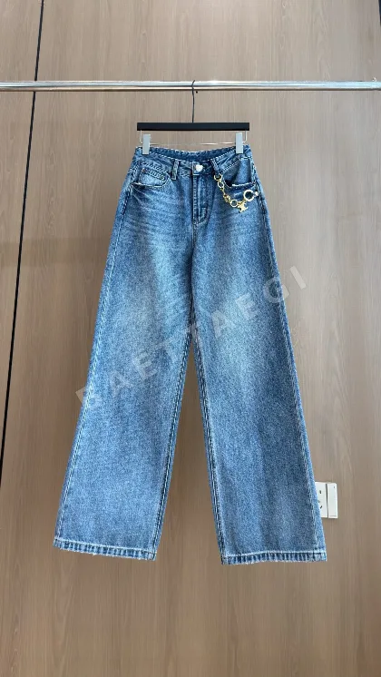 셀린느 체인 장식 스트레이트 레그 진 여성 바지 163839