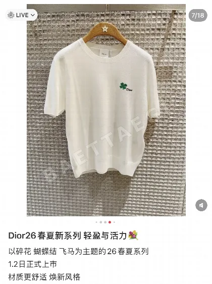 디올 YB 울 크루넥 레터 로고 여성 반팔 티셔츠 54466