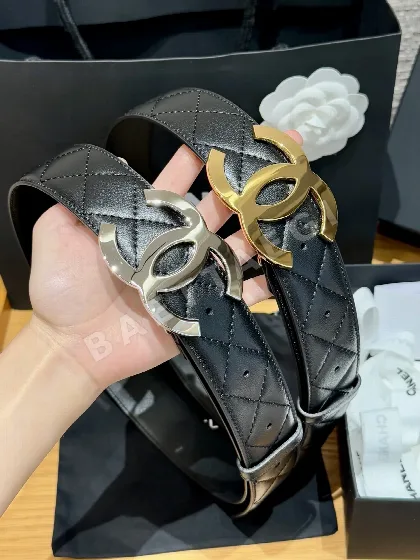 샤넬 골드 더블 C 램스킨 가죽 벨트 174164